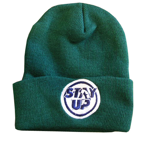 green stay up beanie