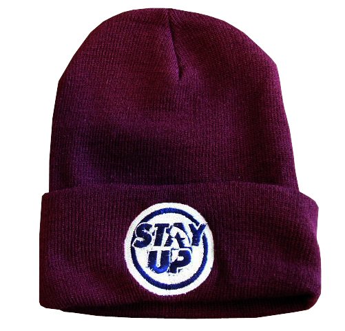 maroon stay up beanie