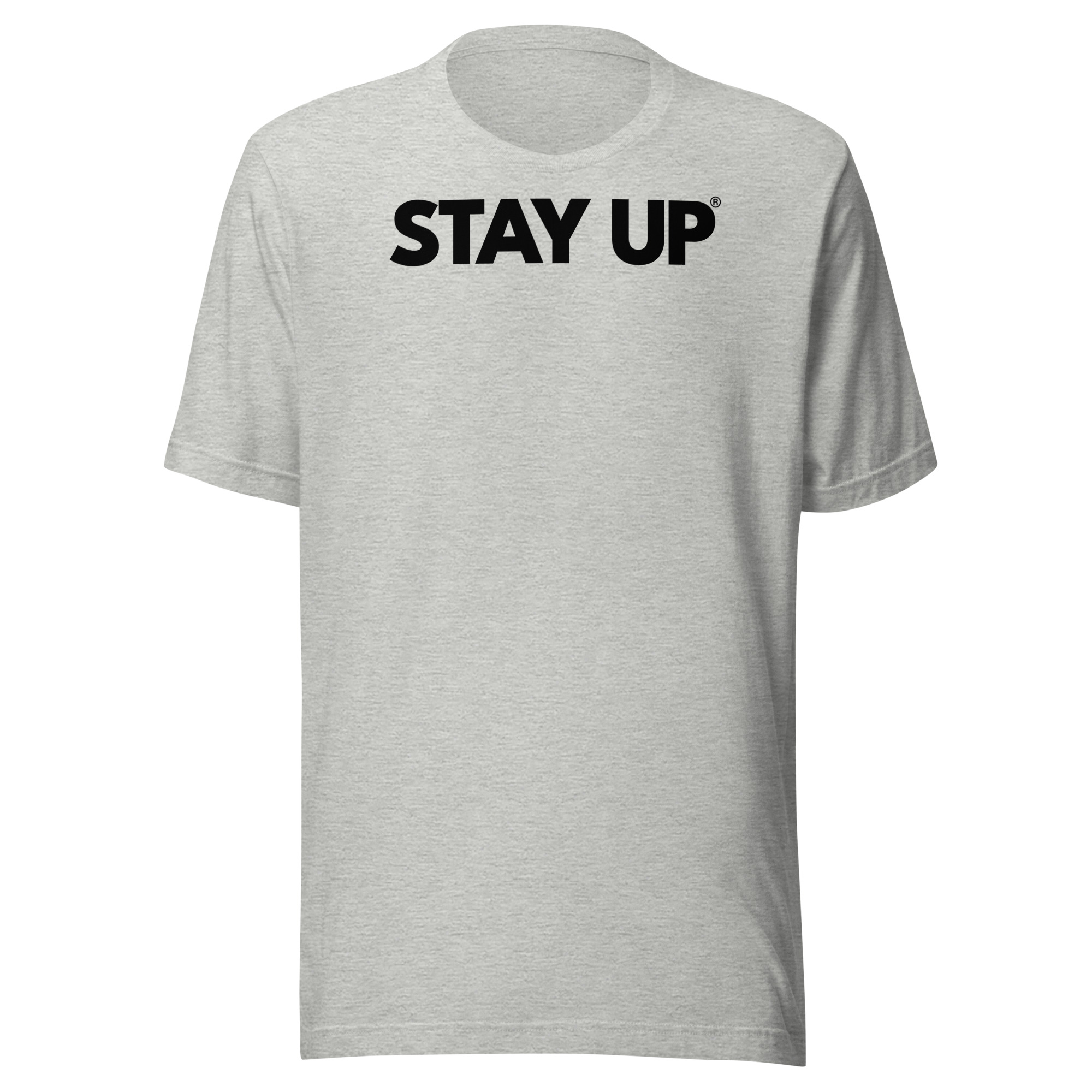Full view of the Stay Up tee featuring the bold logo in light colors, showcasing the premium soft cotton and streetwear style.