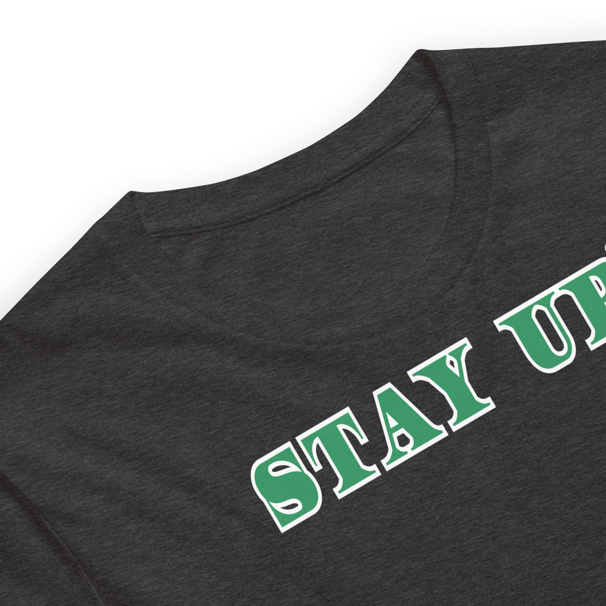 Stay Up Clothing Alex DeLeon close up of the dollar font t-shirt for darks