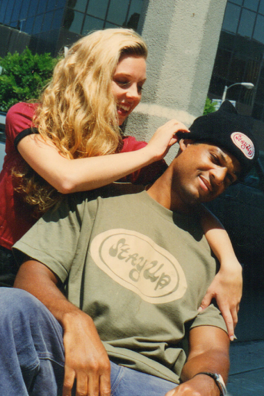 Alex DeLeon modeling a Stay Up beanie and t-shirt — promoting the Stay Up lifestyle